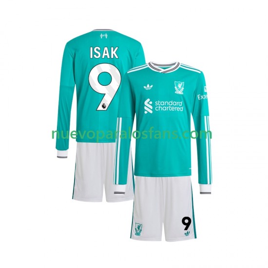 Camiseta de Fútbol Liverpool ISAK 9 Niño Tercera 2025-2026 Manga Larga