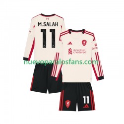 Camiseta de Fútbol Liverpool Mohamed Salah 11 Niño Exterior 2025-2026 Manga Larga