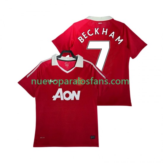 Camiseta de Fútbol Manchester United BECKHAM 7 Retro Hombre Casa 2011 2010 Manga Corta