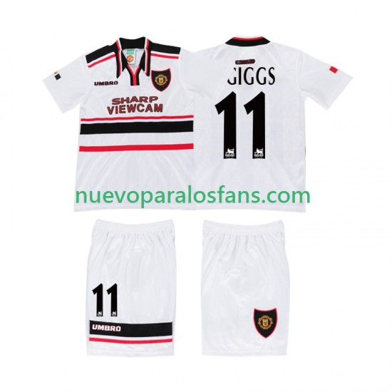 Camiseta de Fútbol Manchester United GIGGS 11 Retro Niño Exterior 1998 Manga Corta