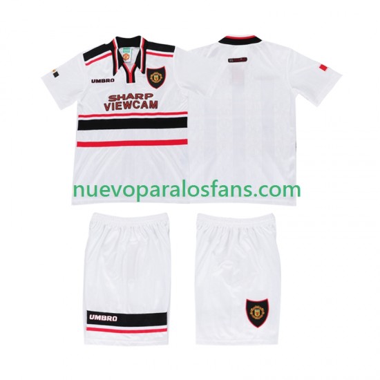 Camiseta de Fútbol Manchester United Retro Niño Exterior 1998 Manga Corta