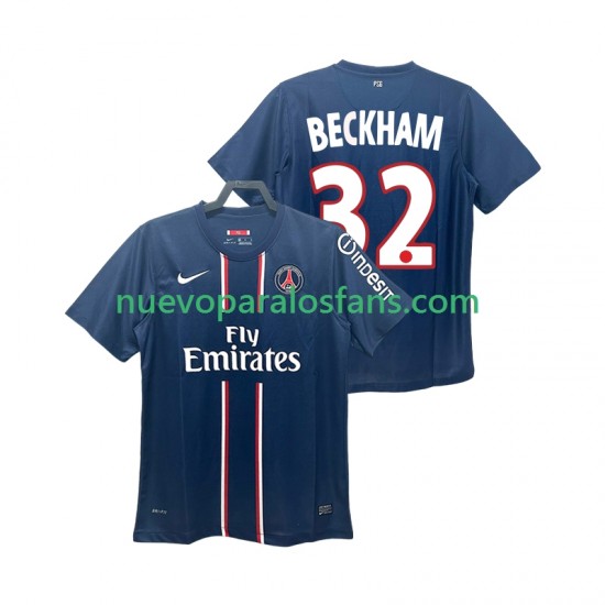 Camiseta de Fútbol Paris Saint-Germain BECKHAM 32 2012 2013 Retro Hombre Casa Manga Corta