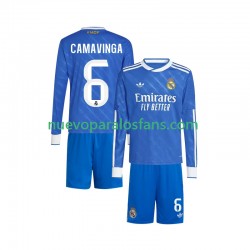 Camiseta de Fútbol Real Madrid Camavinga 6 Niño Tercera 2025-2026 Manga Larga