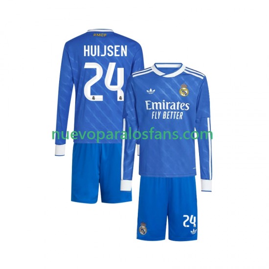 Camiseta de Fútbol Real Madrid Huijsen 24 Niño Tercera 2025-2026 Manga Larga