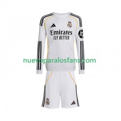 Camiseta de Fútbol Real Madrid Niño Casa 2025-2026 Manga Larga