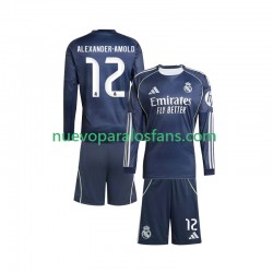 Camiseta de Fútbol Real Madrid Trent Alexander-Arnold 12 Niño Exterior 2025-2026 Manga Larga