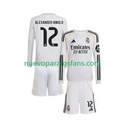 Camiseta de Fútbol Real Madrid Trent Alexander-Arnold 12 Niño Casa 2025-2026 Manga Larga