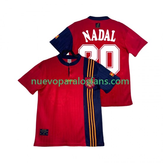 Camiseta de Fútbol España NADAL 20 1996 Retro Hombre Casa Manga Corta