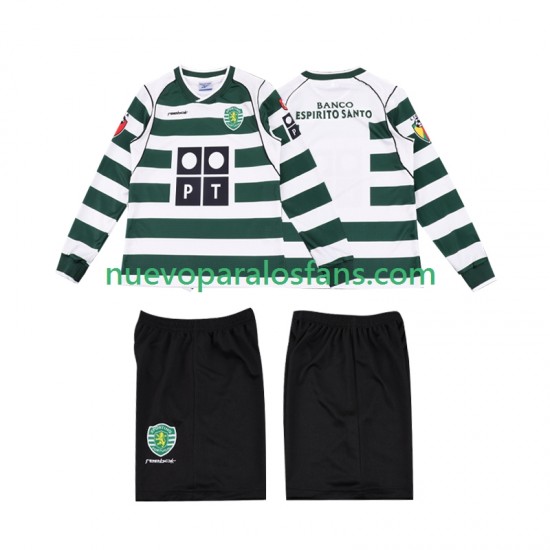 Camiseta de Fútbol Sporting CP 2001 2003 Retro Niño Casa Manga Larga