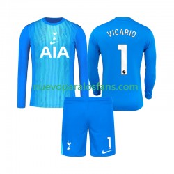Camiseta de Fútbol Tottenham Hotspur Guglielmo Vicario 1 Portero Niño Exterior 2025-2026 Manga Larga