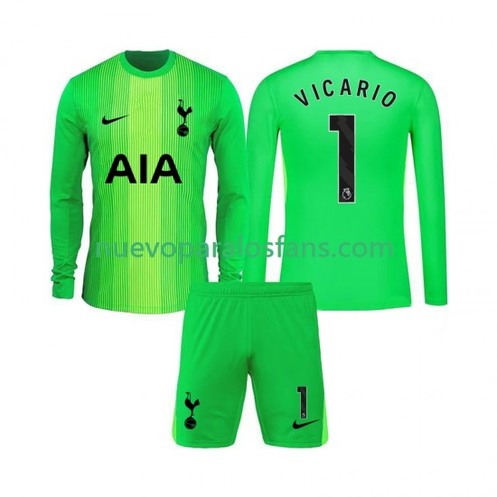 Camiseta de Fútbol Tottenham Hotspur Guglielmo Vicario 1 Portero Niño Casa 2025-2026 Manga Larga