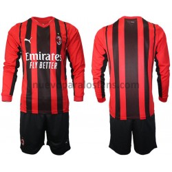 Camiseta de Fútbol AC Milan Niño Casa 2021-2022 Manga Larga