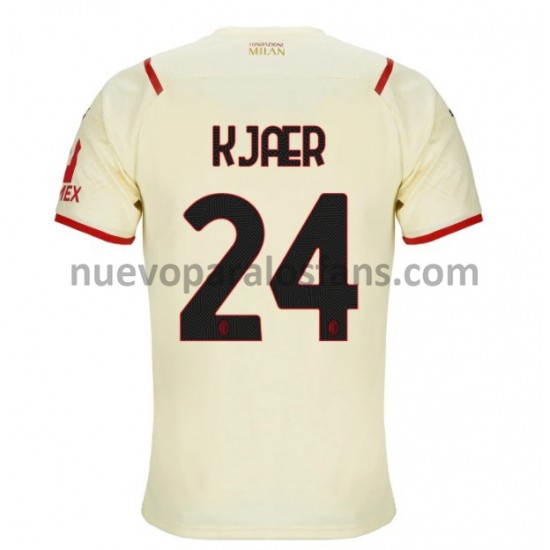 Camiseta de Fútbol AC Milan Simon Kjær 24 Exterior 2021-2022 Manga Corta