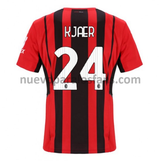 Camiseta de Fútbol AC Milan Simon Kjær 24 Casa 2021-2022 Manga Corta