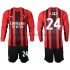 Camiseta de Fútbol AC Milan Simon Kjær 24 Niño Casa 2021-2022 Manga Larga