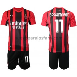 Camiseta de Fútbol AC Milan Zlatan Ibrahimovic 11 Niño Casa 2021-2022 Manga Corta