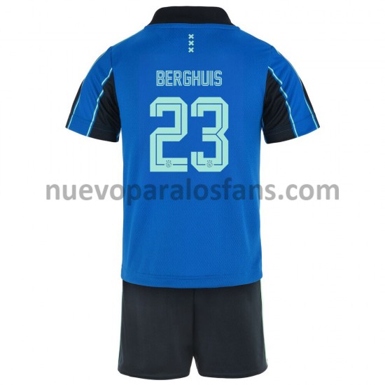 Camiseta de Fútbol AFC Ajax Steven Berghuis 23 Niño Exterior 2021-2022 Manga Corta