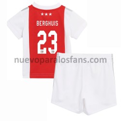 Camiseta de Fútbol AFC Ajax Steven Berghuis 23 Niño Casa 2021-2022 Manga Corta