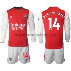 Camiseta de Fútbol Arsenal Aubameyang 14 Niño Casa 2021-2022 Manga Larga