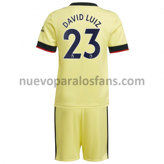Camiseta de Fútbol Arsenal David Luiz 23 Niño Exterior 2021-2022 Manga Corta