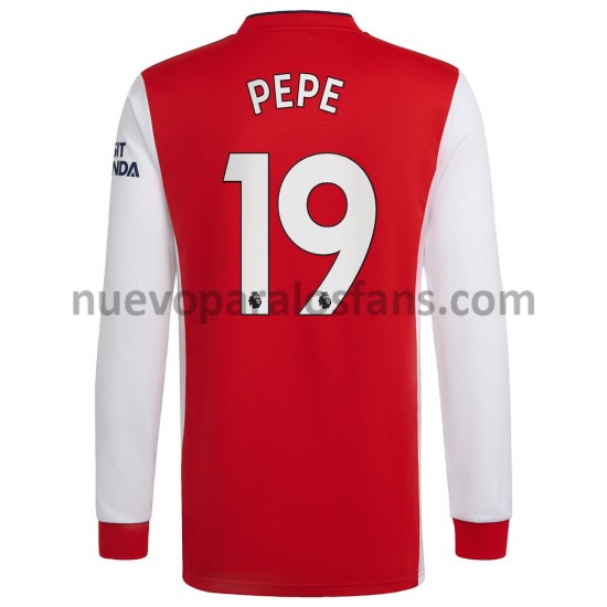 Camiseta de Fútbol Arsenal Nicolas Pepe 19 Casa 2021-2022 Manga Larga