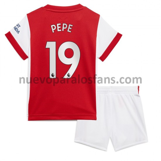 Camiseta de Fútbol Arsenal Nicolas Pepe 19 Niño Casa 2021-2022 Manga Corta