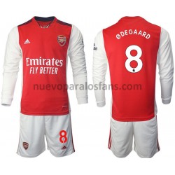 Camiseta de Fútbol Arsenal Odegaard 8 Niño Casa 2021-2022 Manga Larga