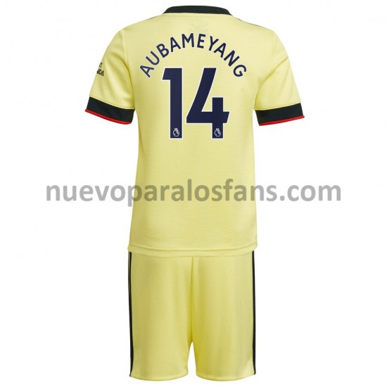 Camiseta de Fútbol Arsenal Pierre-Emerick Aubameyang 14 Niño Exterior 2021-2022 Manga Corta
