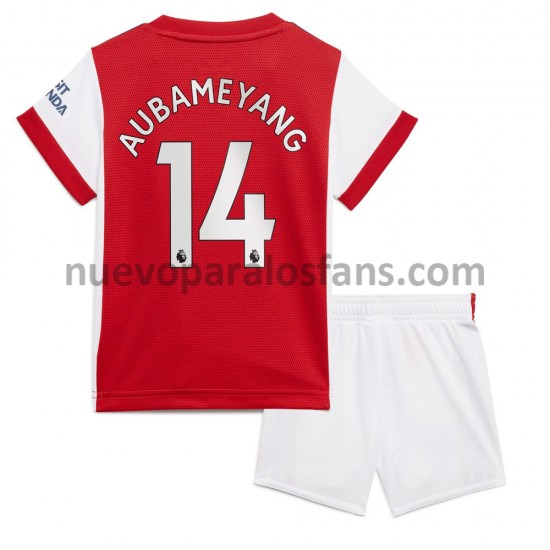 Camiseta de Fútbol Arsenal Pierre-Emerick Aubameyang 14 Niño Casa 2021-2022 Manga Corta