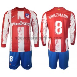 Camiseta de Fútbol Atlético Madrid GRIEZMANN 8 Niño Casa 2021-2022 Manga Larga