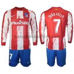 Camiseta de Fútbol Atlético Madrid Joao Felix 7 Niño Casa 2021-2022 Manga Larga