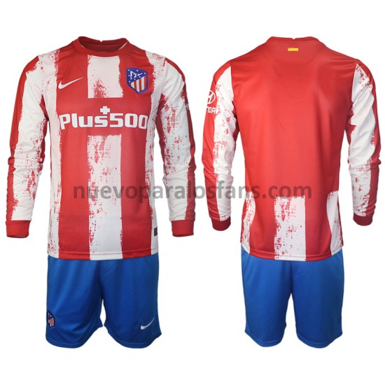 Camiseta de Fútbol Atlético Madrid Niño Casa 2021-2022 Manga Larga