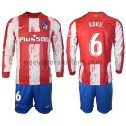 Camiseta de Fútbol Atlético Madrid Koke 6 Niño Casa 2021-2022 Manga Larga