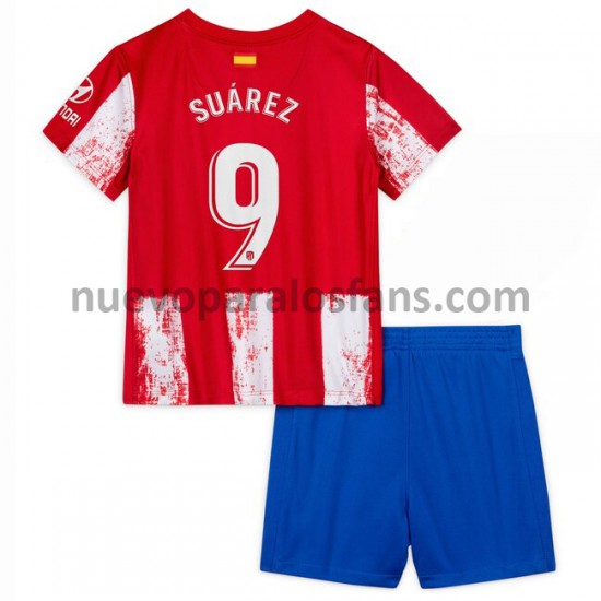 Camiseta de Fútbol Atlético Madrid Luis Suárez 9 Niño Casa 2021-2022 Manga Corta