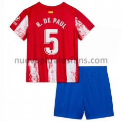 Camiseta de Fútbol Atlético Madrid Rodrigo De Paul 5 Niño Casa 2021-2022 Manga Corta