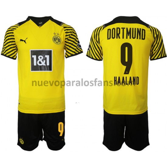 Camiseta de Fútbol Borussia Dortmund Erling Haaland 9 Niño Casa 2021-2022 Manga Corta