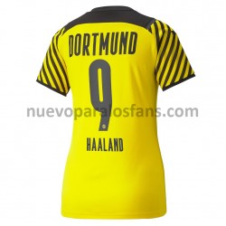 Camiseta de Fútbol Borussia Dortmund Erling Haaland 9 Mujer Casa 2021-2022 Manga Corta