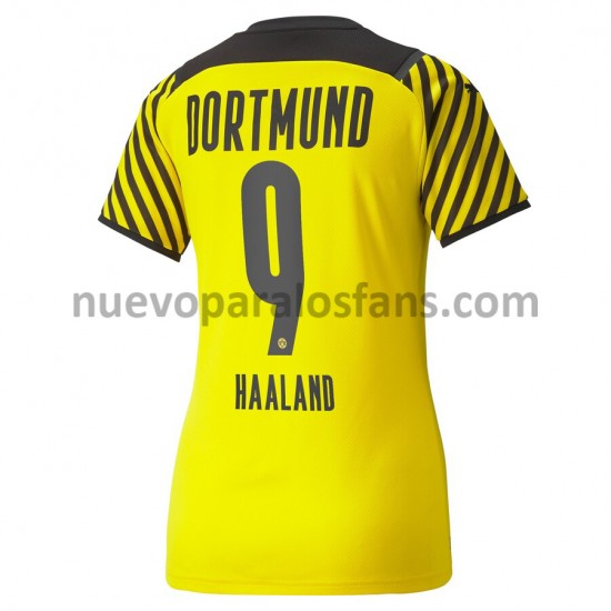 Camiseta de Fútbol Borussia Dortmund Erling Haaland 9 Mujer Casa 2021-2022 Manga Corta