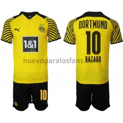 Camiseta de Fútbol Borussia Dortmund Thorgan Hazard 10 Niño Casa 2021-2022 Manga Corta