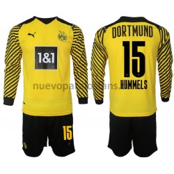 Camiseta de Fútbol Borussia Dortmund Hummels 15 Niño Casa 2021-2022 Manga Larga