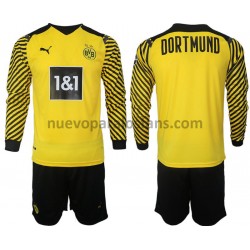 Camiseta de Fútbol Borussia Dortmund Niño Casa 2021-2022 Manga Larga