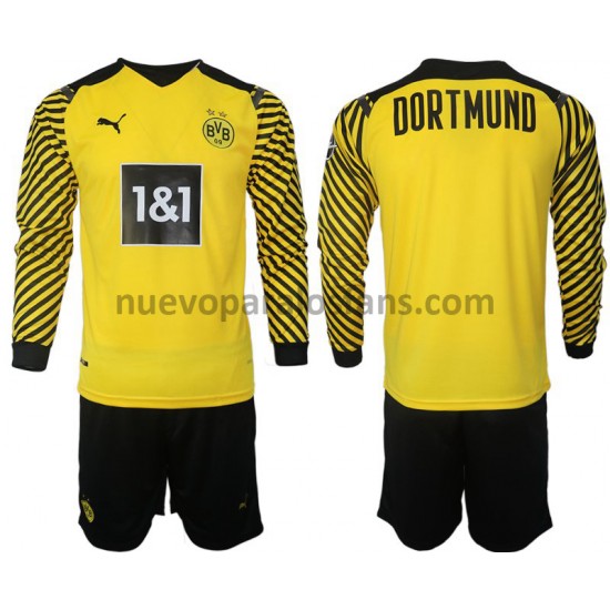 Camiseta de Fútbol Borussia Dortmund Niño Casa 2021-2022 Manga Larga