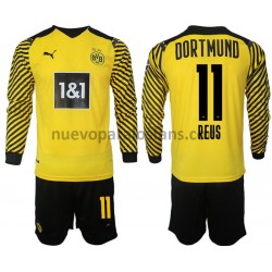 Camiseta de Fútbol Borussia Dortmund Reus 11 Niño Casa 2021-2022 Manga Larga