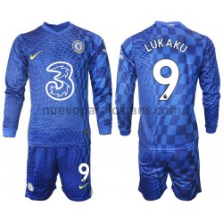Camiseta de Fútbol Chelsea LUKAKU 9 Niño Casa 2021-2022 Manga Larga