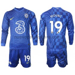 Camiseta de Fútbol Chelsea Mount 19 Niño Casa 2021-2022 Manga Larga