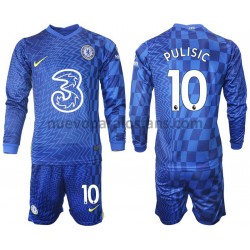 Camiseta de Fútbol Chelsea Pulisic 10 Niño Casa 2021-2022 Manga Larga