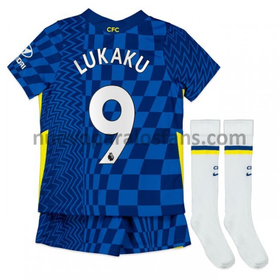 Camiseta de Fútbol Chelsea Romelu Lukaku 9 Niño Casa 2021-2022 Manga Corta