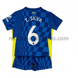 Camiseta de Fútbol Chelsea T. Silva 6 Niño Casa 2021-2022 Manga Corta
