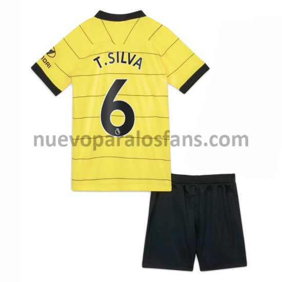 Camiseta de Fútbol Chelsea Thiago Silva 6 Niño Exterior 2021-2022 Manga Corta