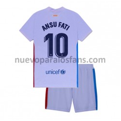 Camiseta de Fútbol FC Barcelona Ansu Fati 10 Niño Exterior 2021-2022 Manga Corta